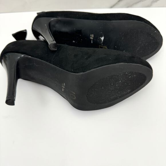 Torrid Womens Vegan Suede Pump Heels Size 8.5 Wide Dressy Bow Black - Picture 10 of 11